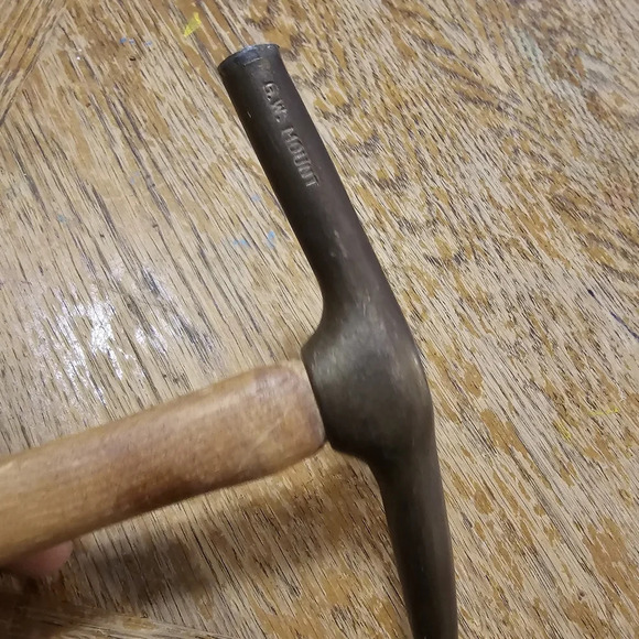 Vintage  G.W. Mount Brass Head Tack Hammer With Wooden Handle 6 Inch X 9 Inch so - Picture 5 of 8